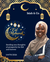 Purple Floral Eid Mubarak Greeting Instagram Portrait template