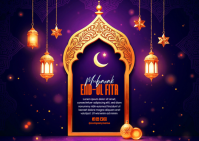 Purple Floral Eid-ul-Fitr Celebration Postcard template