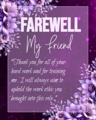 Purple Floral  Farewell Greeting Card Instagram Portrait template