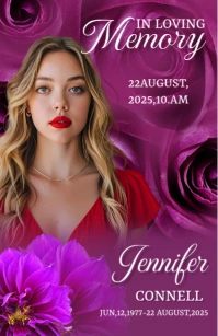 Purple Floral funeral  Half Page Wide Media Página Ancho template