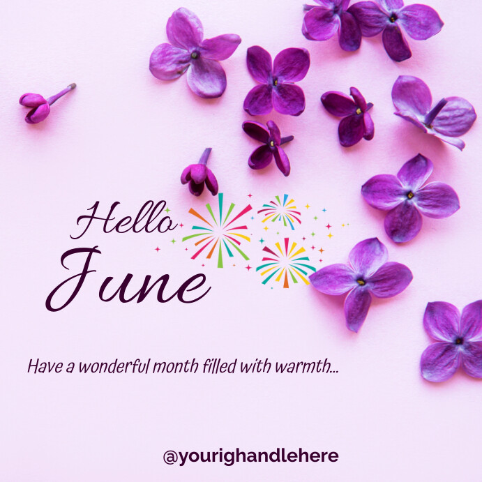 Purple Floral Hello June Instagram Post Template | PosterMyWall