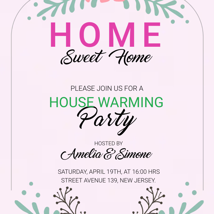 Purple Floral House Warming Invitation Instag Template | PosterMyWall