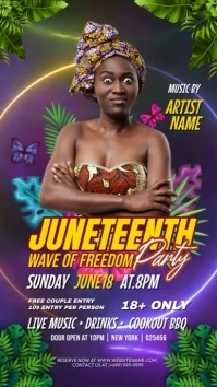 Purple Floral Juneteenth  Instagram Reel template