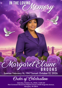 Purple Memorial Service A4 Template