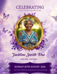 Purple Floral Memorial Service Flyer template