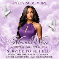 Purple Floral Memorial Service Instagram Post template