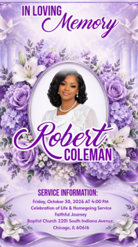 Purple Memorial Service Announcement Historia de Instagram Template
