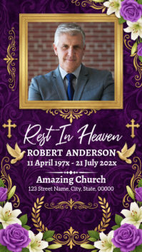 Purple Memorial Service Historia de Instagram Template