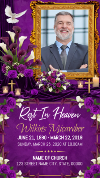 Purple Memorial Service เรื่องราวบน Instagram Template