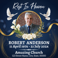 Purple Floral Memorial Service Square สี่เหลี่ยมจัตุรัส (1:1) template