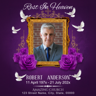 Purple Memorial Service สี่เหลี่ยมจัตุรัส Template