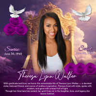 Purple Floral Memorial Tribute Instagram Post template