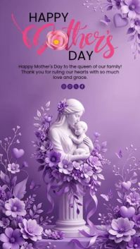 Purple Floral Mother's Day Celebration Instagram Story Video template