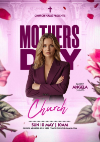 Purple Floral Mother's Day Church Event A5 template
