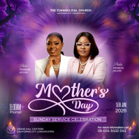 Purple Floral Mother's Day Church Service Instagram Post template