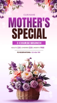 purple floral mother's day brunch Instagram-verhaal template