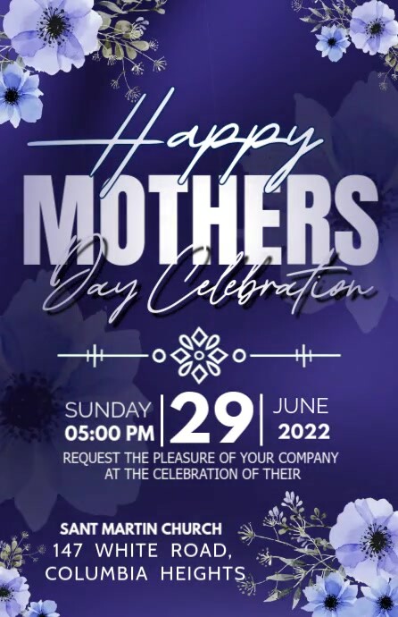 Purple Floral Mothers Day Half Page Wide Meia página larga template