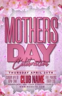 Purple Floral Mothers Day Half Page Wide Halve pagina breed template