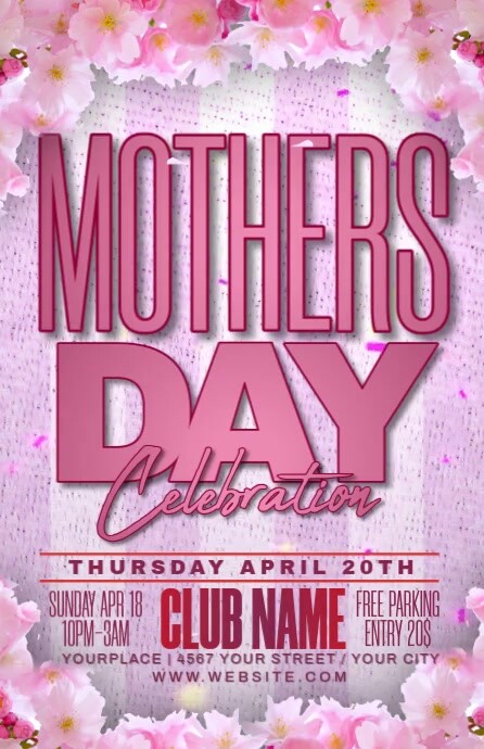 Purple Floral Mothers Day Half Page Wide Halfbladsy Breed template