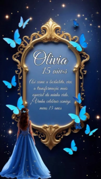 Purple Floral Quince Birthday Invitation Instagram Reel template