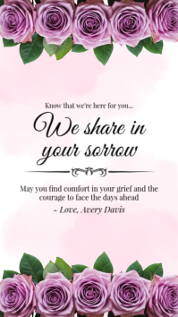 Purple Floral Rose Sympathy Instagram Story template