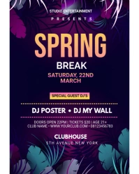 Purple Floral Spring Break  Instagram Portrait template