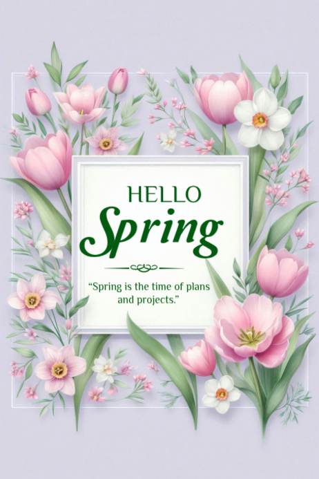 Purple Floral Spring Greeting Poster Template | PosterMyWall