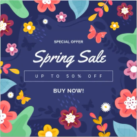 Purple Floral Spring Sale Instagram Post template