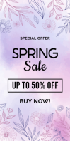Purple Floral Spring Sale Roll Up Banner 3' × 6' template