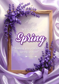 Purple Floral Spring Welcome A5 template