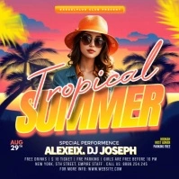 Purple Floral Summer Tropical New Video Ad For Your Event Square (1:1) template