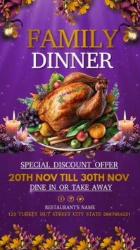 Purple Family Dinner Event Instagram Story Template