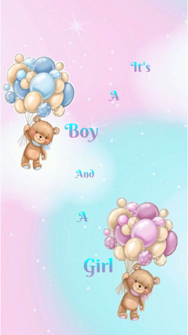 Purple Floral Twins Baby  Instagram Story template