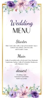 Purple Floral Wedding Menu Rack Card template