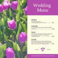 Purple Floral Wedding Menu Square Video Quadrato (1:1) template