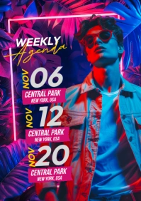 Purple Floral Weekly Events A5 template