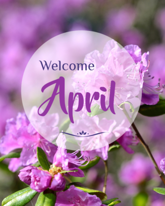 Purple Floral Welcome April Instagram Portrait Template | PosterMyWall