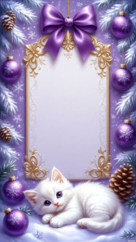 Purple Floral Winter Whiskers Frame  Instagram Story template