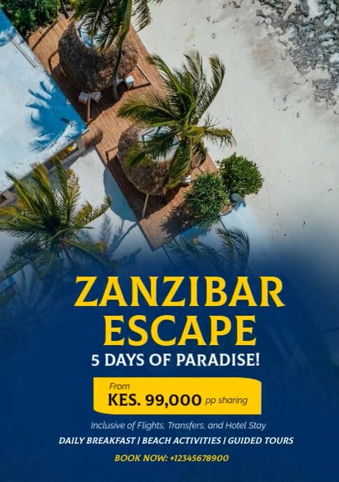 Purple Floral Zanzibar Getaway Travel Company Poster A3 template