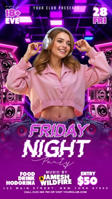 Purple Friday Night Party Instagram Reel Video Template | PosterMyWall
