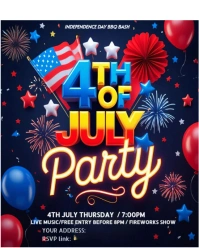 Purple Futuristic 4th Of July Bbq Party Flayer Template Patriotic Fireworks Celebration Poster  Inst Instagram Portrait