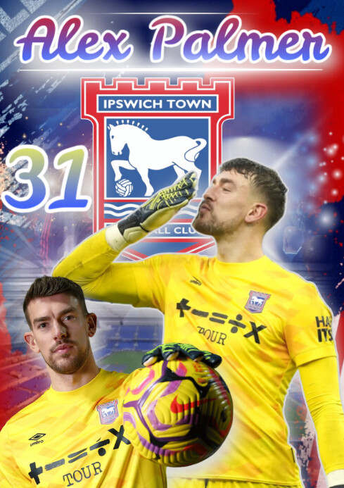 Purple Futuristic Alex Palmer Ipswich Town  A4 template
