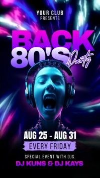 Purple Futuristic Back 80's Party Instagram R template