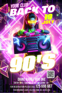 Purple Futuristic Back To The 90's Banner 4' × 6' template