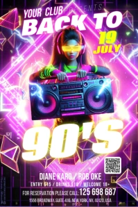 Purple Futuristic Back To The 90's Banner 4' × 6' template