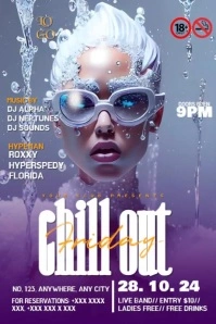 Purple Futuristic Chill Out Party Y Poster Плакат template