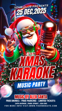 Purple Futuristic Christmas Karaoke Party Flyer Instagram Story template