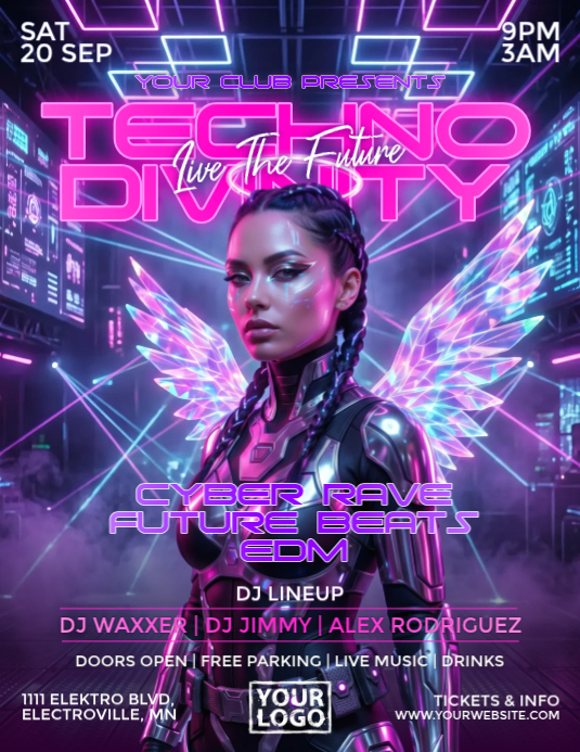 Plantilla de Cyber Rave Event Folletos | PosterMyWall