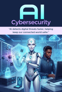 Fioletowy AI Cybersecurity Póster Template