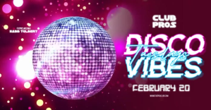 Purple Futuristic Disco Banner Party Facebook delt Facebook-billede template